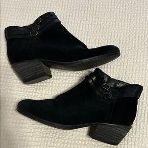 Clarks Black Suede Ankle Booties
